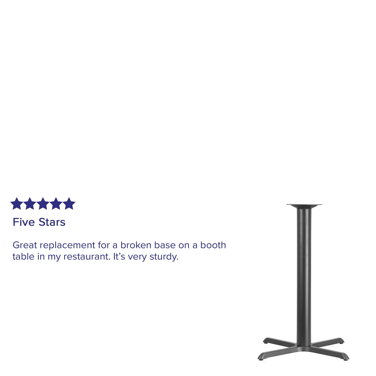 33inch x 33inch Restaurant Table X-Base with 4inch Dia. Bar Height Column