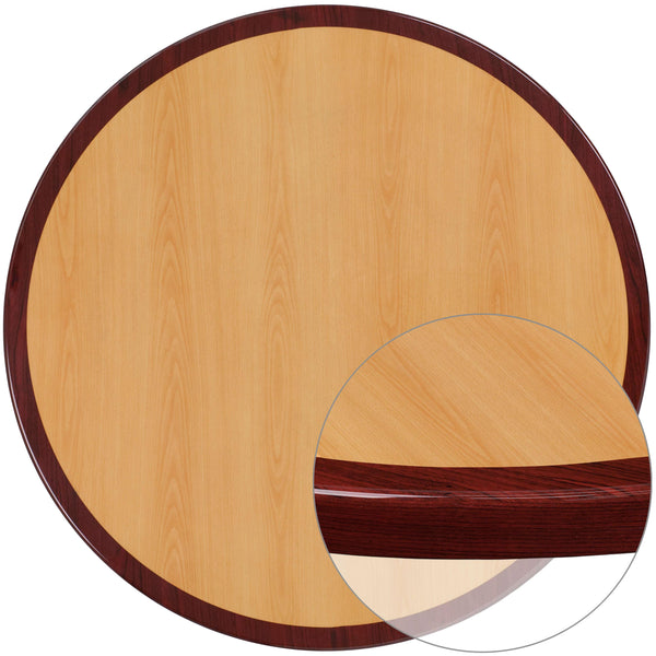 36inch Round 2-Tone Cherry & Mahogany Resin Table Top with 2inch Thick Drop-Lip