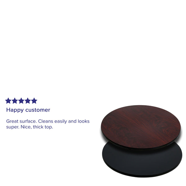 Black/Mahogany |#| 36inch Round Table Top with Black or Mahogany Reversible Laminate Top