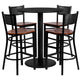 36inch Round Black Laminate Table Set with 4 Metal Barstools - Cherry Wood Seat