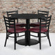 Black Top/Burgundy Vinyl Seat |#| 36inch RD Black Laminate Table w/ Round Base & 4 Metal Chairs-Burgundy Vinyl Seat