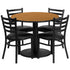 36'' Round Laminate Table Set with Round Base and 4 Ladder Back Metal Chairs