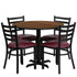 36'' Round Laminate Table Set with X-Base and 4 Ladder Back Metal Chairs
