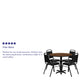 Walnut Top/Black Vinyl Seat |#| 36inch Round Walnut Laminate Table Set with X-Base and 4 Black Banquet Chairs