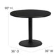 Black Top/Black Vinyl Seat |#| 36inch Round Black Laminate Table Set with X-Base and 4 Black Banquet Chairs