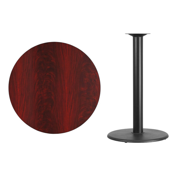 Mahogany |#| 36inch Round Mahogany Laminate Table Top with 24inch Round Bar Height Table Base