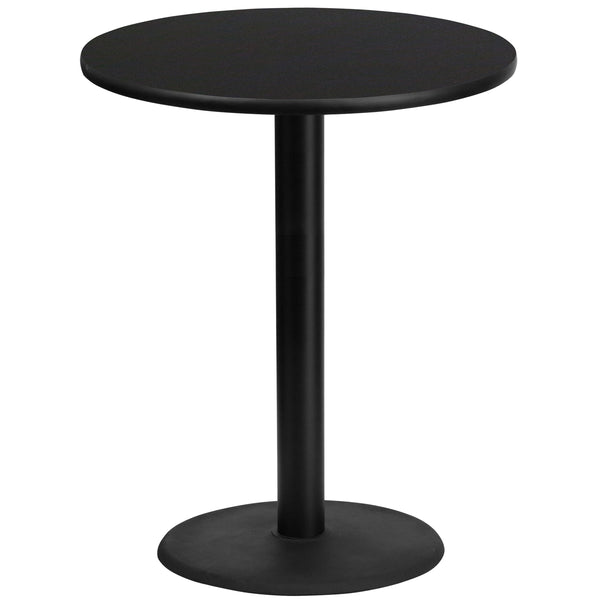 Black |#| 36inch Round Black Laminate Table Top with 24inch Round Bar Height Table Base