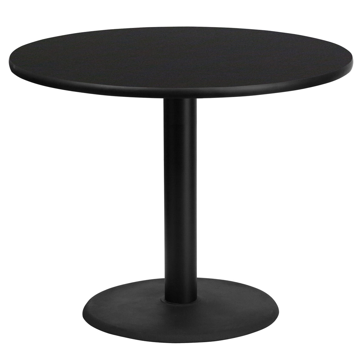 Black |#| 36inch Round Black Laminate Table Top with 24inch Round Table Height Base