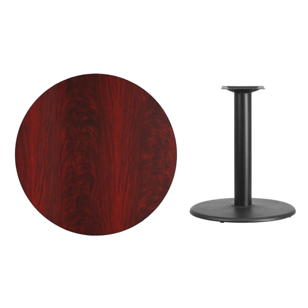 Natural |#| 36inch Round Natural Laminate Table Top with 24inch Round Table Height Base