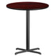 Mahogany |#| 36inch Round Mahogany Laminate Table Top with 30inch x 30inch Bar Height Table Base