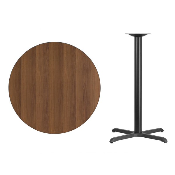 Natural |#| 36inch Round Natural Laminate Table Top with 30inch x 30inch Bar Height Table Base