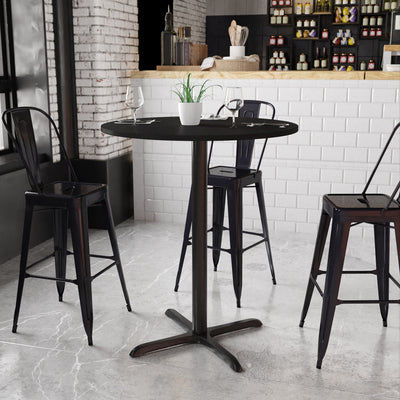 36'' Round Laminate Table Top with 30'' x 30'' Bar Height Table Base - View 2
