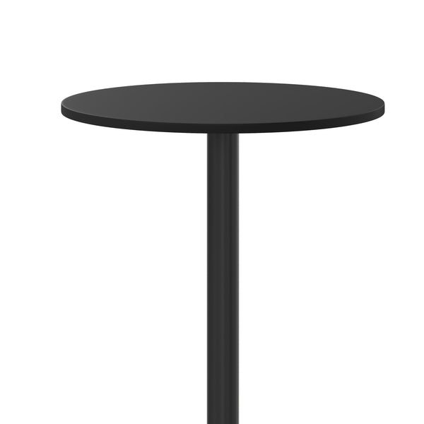 Black |#| 36inch Round Black Laminate Table Top with 30inch x 30inch Bar Height Table Base