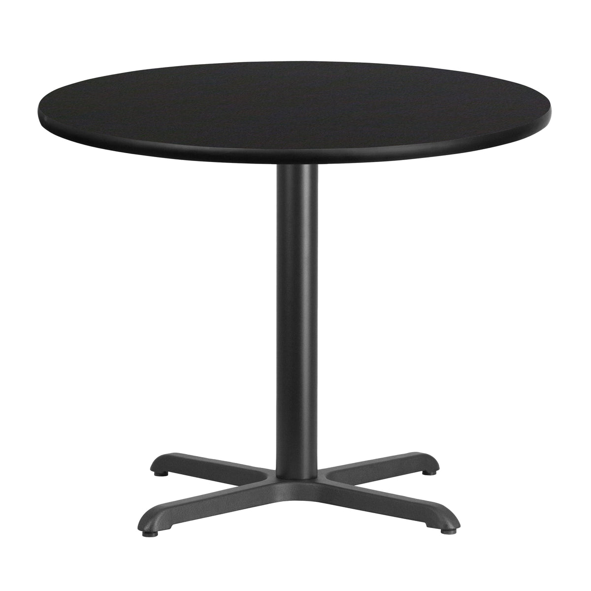 Black |#| 36inch Round Black Laminate Table Top with 30inch x 30inch Table Height Base