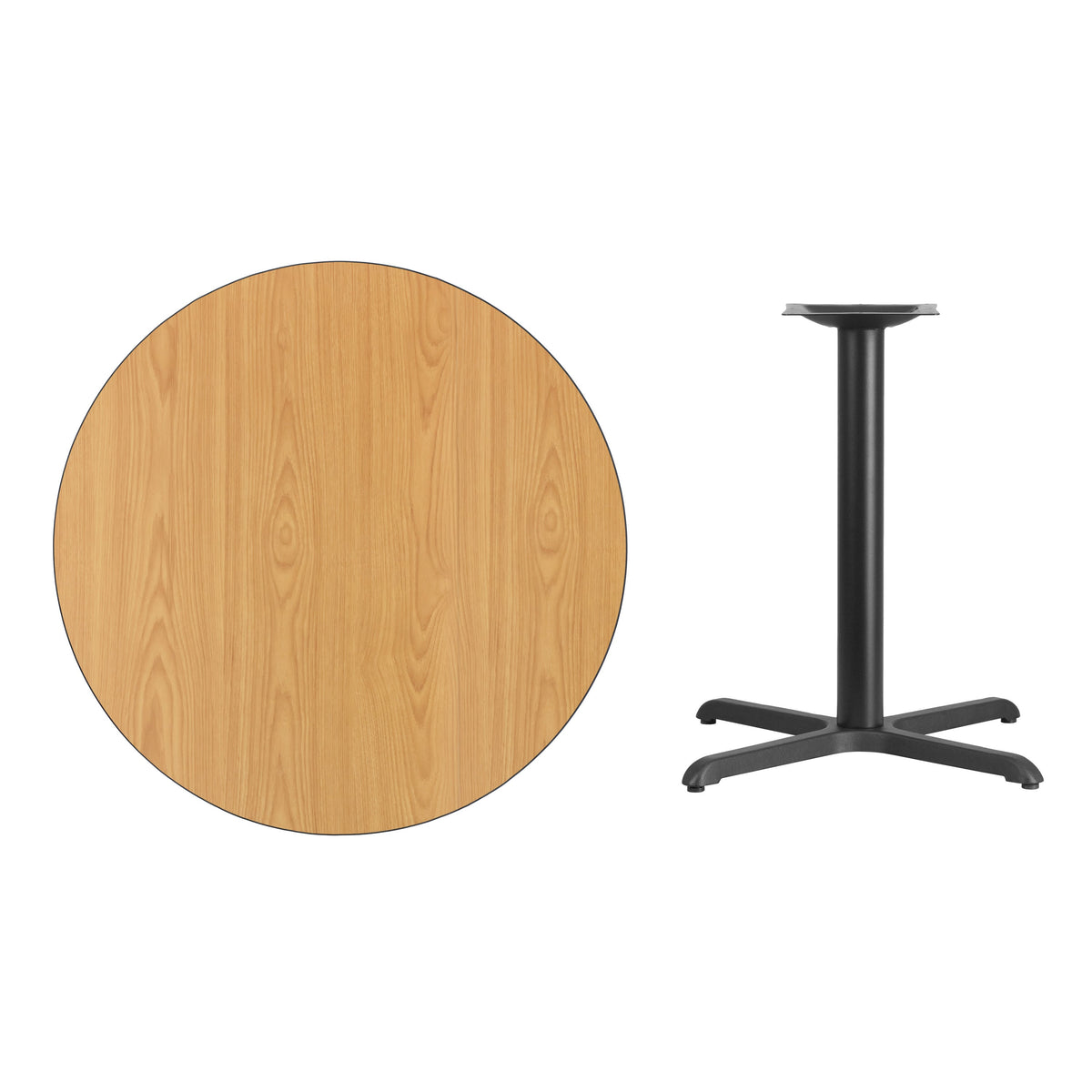 Natural |#| 36inch Round Natural Laminate Table Top with 30inch x 30inch Table Height Base