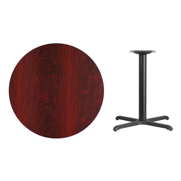 Mahogany |#| 36inch Round Mahogany Laminate Table Top with 30inch x 30inch Table Height Base