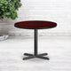 Mahogany |#| 36inch Round Mahogany Laminate Table Top with 30inch x 30inch Table Height Base