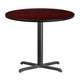 Mahogany |#| 36inch Round Mahogany Laminate Table Top with 30inch x 30inch Table Height Base