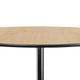 Natural |#| 36" Round Wood Commercial Grade Cocktail Table with 30" and 42" Columns