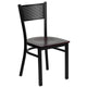 36inch Square Black Laminate Table Set with 4 Metal Chairs - Mahogany Wood Seat