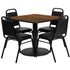36'' Square Laminate Table Set with Round Base and 4 Trapezoidal Back Banquet Chairs