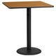 Natural |#| 36inch Square Natural Laminate Table Top with 24inch Round Bar Height Table Base