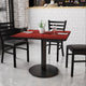 Mahogany |#| 36inch Square Mahogany Laminate Table Top with 24inch Round Table Height Base
