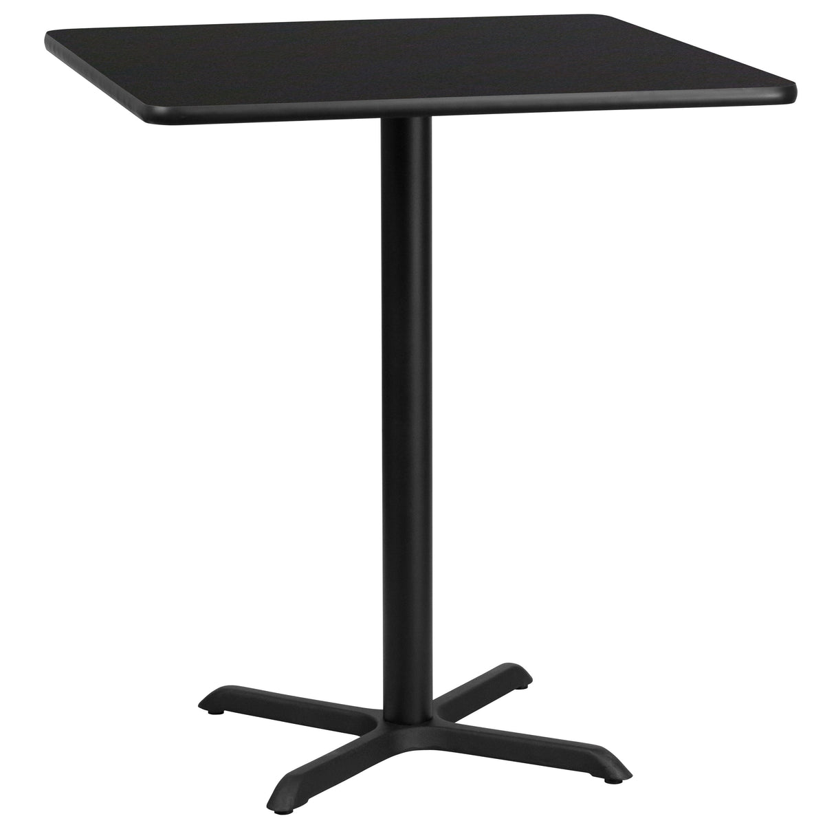 Black |#| 36inch Square Black Laminate Table Top with 30inch x 30inch Bar Height Table Base