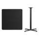 Black |#| 36inch Square Black Laminate Table Top with 30inch x 30inch Bar Height Table Base