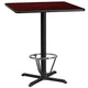 Mahogany |#| 36inch SQ Mahogany Laminate Table Top & 30inch x 30inch Bar Height Table Base w/Foot Ring