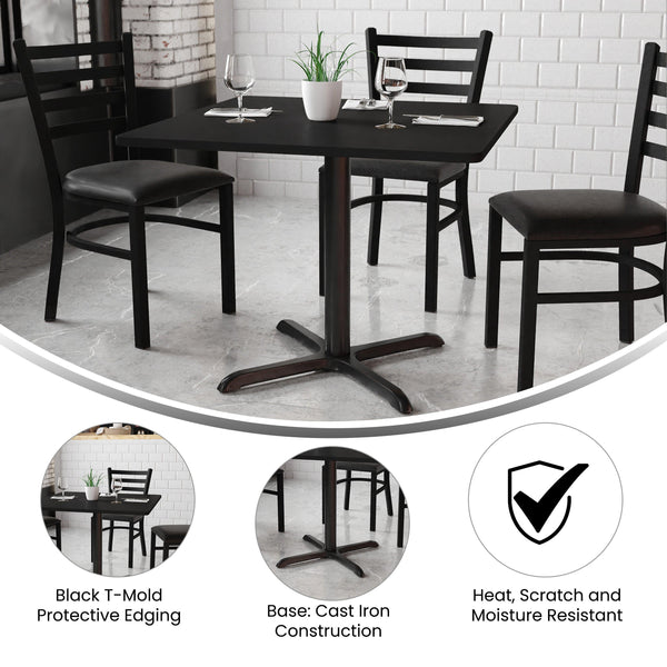 Black |#| 36inch Square Black Laminate Table Top with 30inch x 30inch Table Height Base