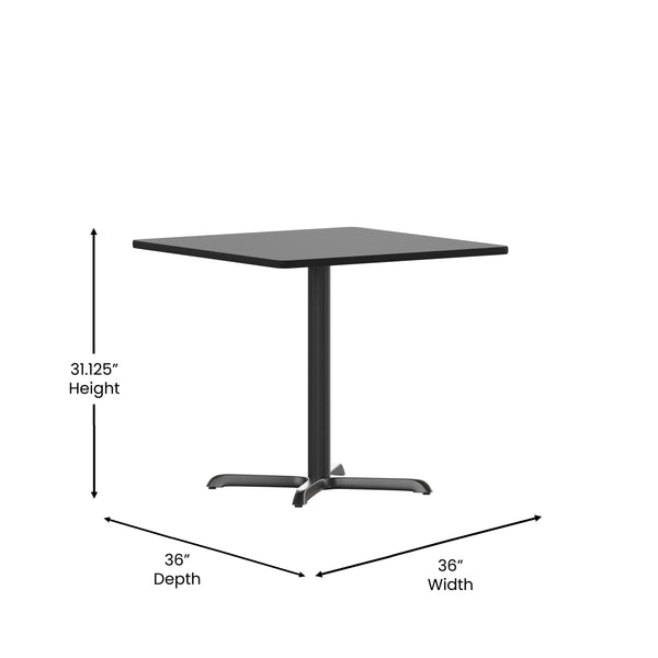 Black |#| 36inch Square Black Laminate Table Top with 30inch x 30inch Table Height Base