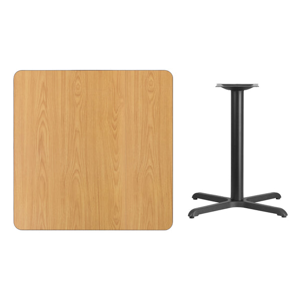 Mahogany |#| 36inch Square Mahogany Laminate Table Top with 30inch x 30inch Table Height Base
