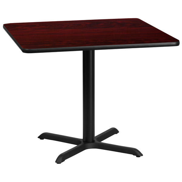 Mahogany |#| 36inch Square Mahogany Laminate Table Top with 30inch x 30inch Table Height Base