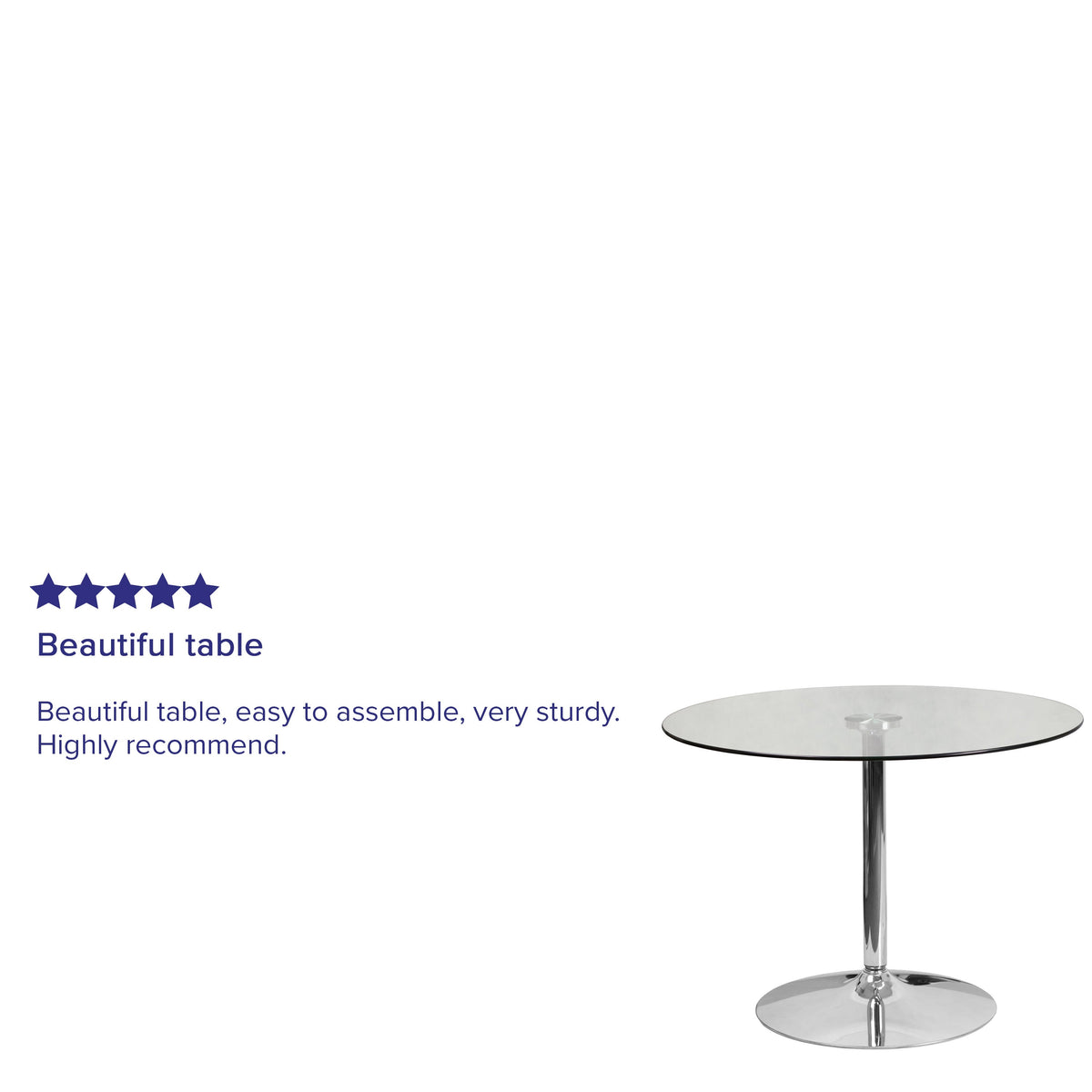 39.25inch Round Glass Table with 29inchH Chrome Base - Pedestal Table - Event Table