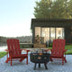 Red |#| Star and Moon Fire Pit with Mesh Cover & 2 Red Poly Resin Adirondack Chairs