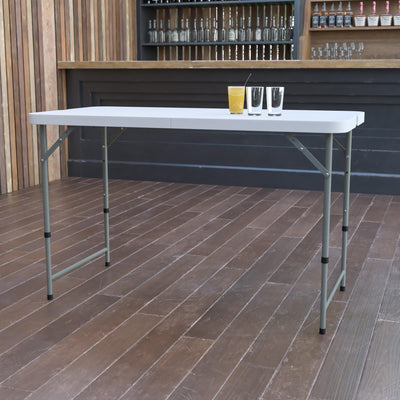 4-Foot Height Adjustable Bi-Fold Plastic Folding Table - View 2