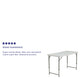 4-Foot Height Adjustable Bi-Fold White Plastic Folding Table w/ Handle