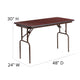 4-Foot Mahogany Melamine Laminate Folding Banquet Table