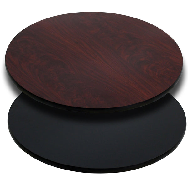 Mahogany |#| 42inch Round Table Top with Black or Mahogany Reversible Laminate Top