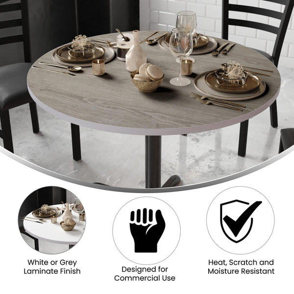 White/Gray |#| 42inch Round Table Top with White or Gray Reversible Laminate Top