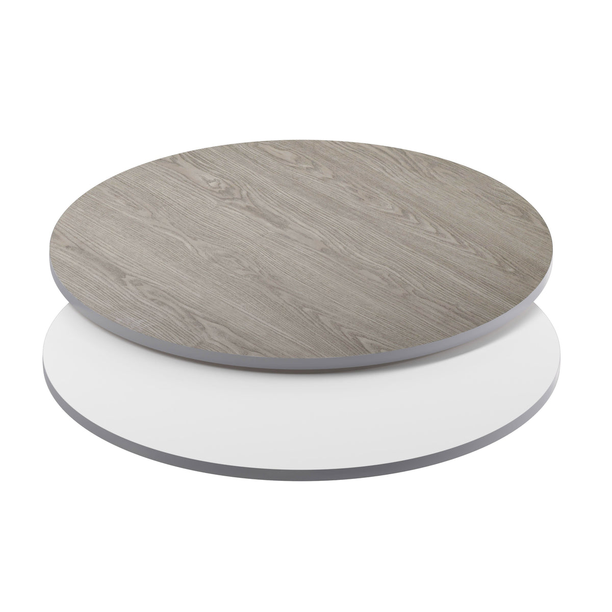 White/Gray |#| 42inch Round Table Top with White or Gray Reversible Laminate Top