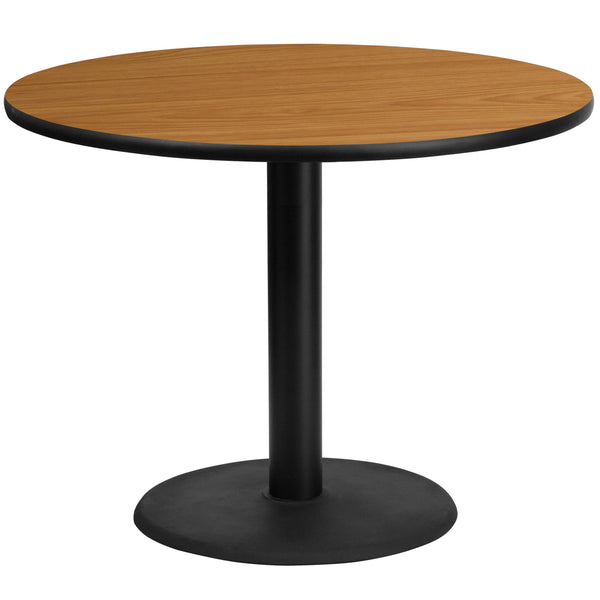 Natural |#| 42inch Round Natural Laminate Table Top with 24inch Round Table Height Base