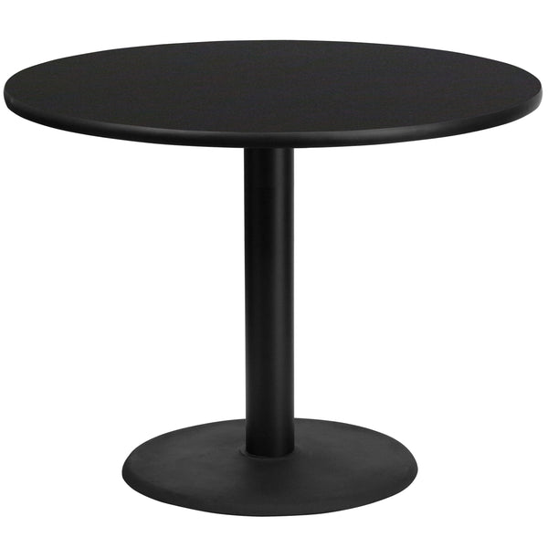 Black |#| 42inch Round Black Laminate Table Top with 24inch Round Table Height Base