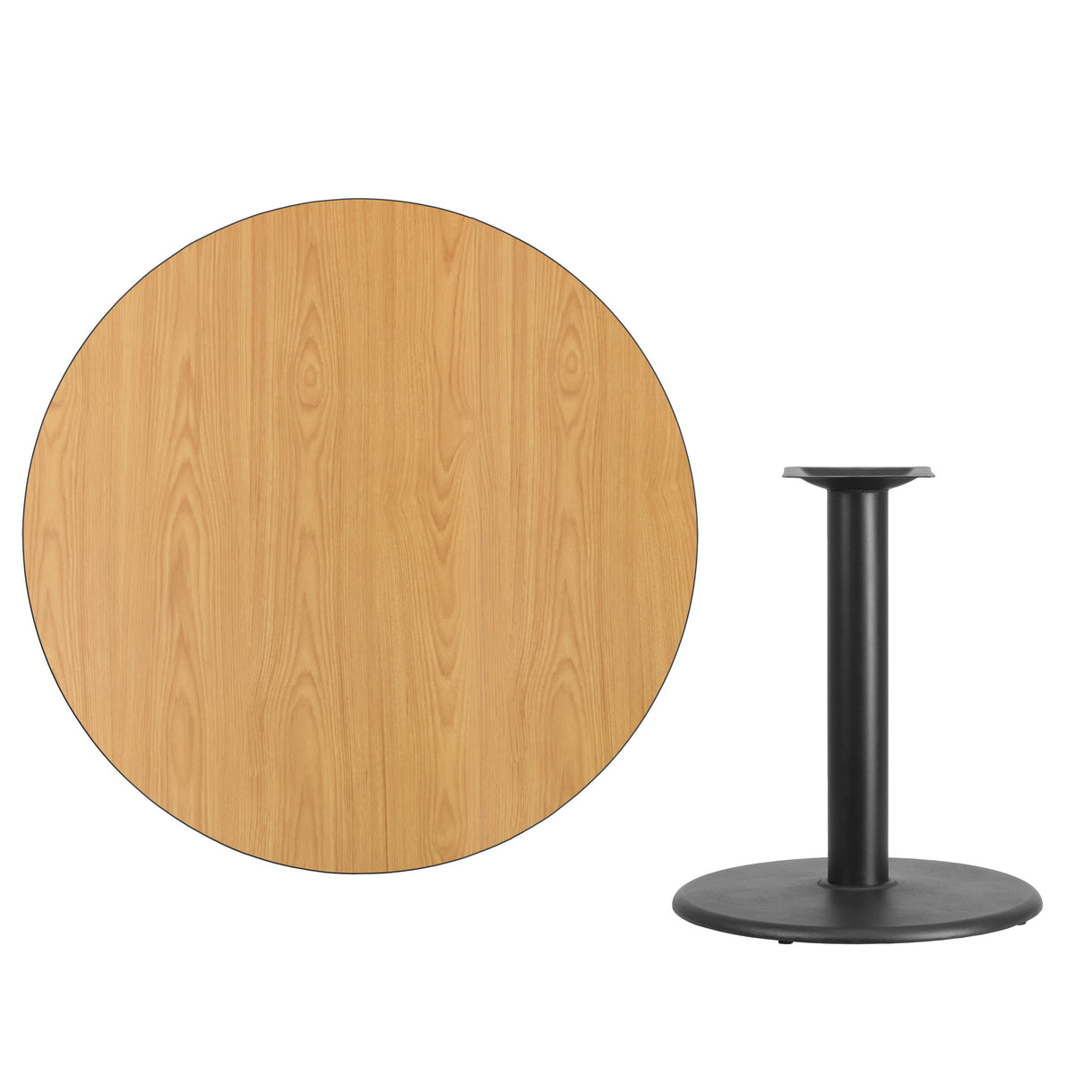 Natural |#| 42inch Round Natural Laminate Table Top with 24inch Round Table Height Base