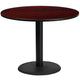 Mahogany |#| 42inch Round Mahogany Laminate Table Top with 24inch Round Table Height Base