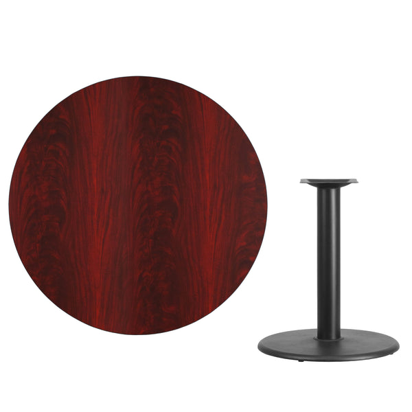 Black |#| 42inch Round Black Laminate Table Top with 24inch Round Table Height Base