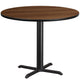 Walnut |#| 42inch Round Walnut Laminate Table Top with 33inch x 33inch Table Height Base