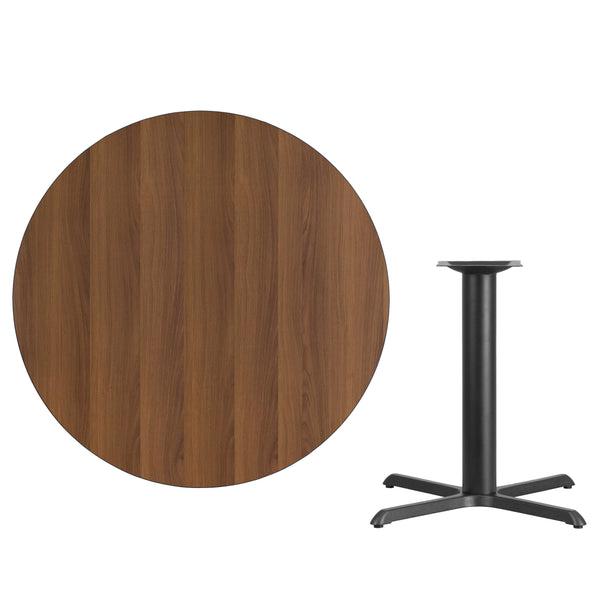 Mahogany |#| 42inch Round Mahogany Laminate Table Top with 33inch x 33inch Table Height Base