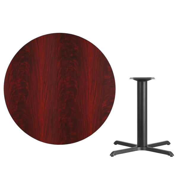 Natural |#| 42inch Round Natural Laminate Table Top with 33inch x 33inch Table Height Base